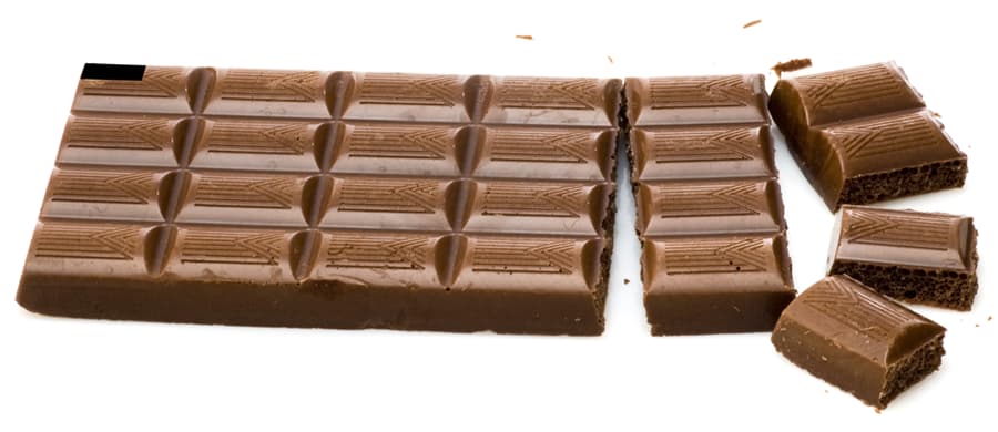 Chocolate bar with 1% of it highlighted in black to illustrate the 1% rule of how to save money
