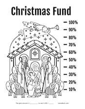Nativity scene Christmas fund printable savings tracker