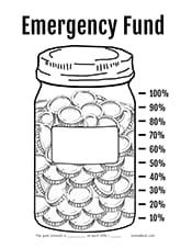 Emergency fund savings jar printable