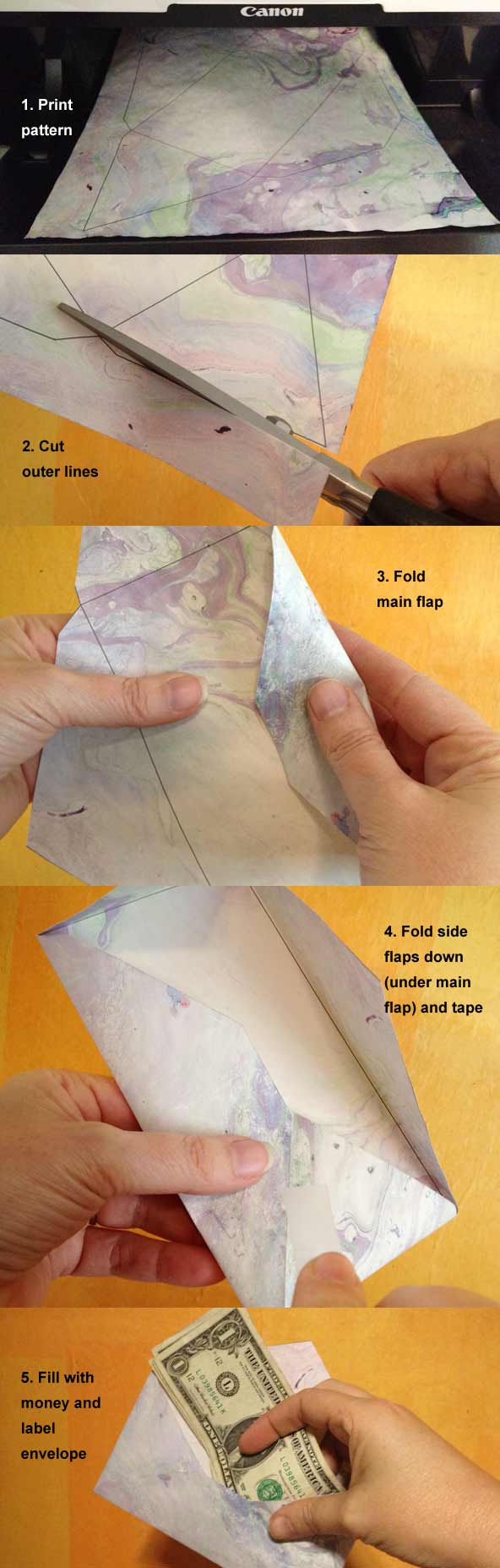 Directions for creating the envelope