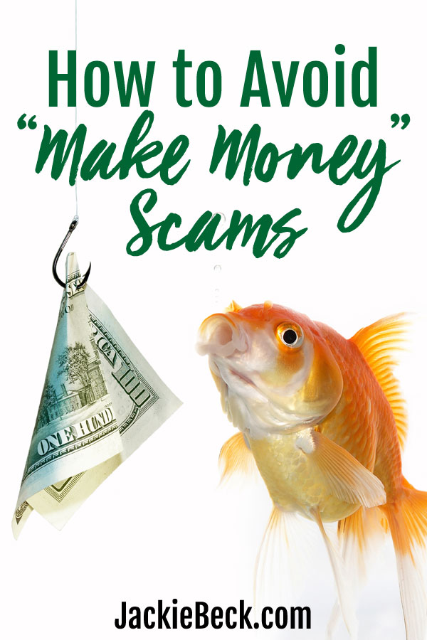 How to avoid make money scams - goldfish and a hook with folded hundred dollar bill on it
