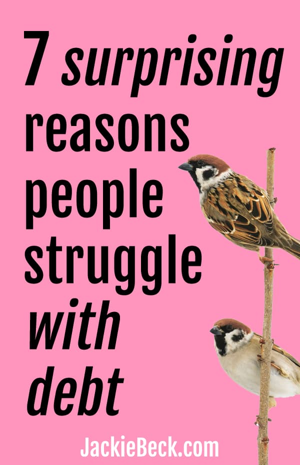 7 surprising reasons struggle with debt; sparrows perching on a stick