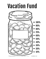 Vacation fund savings jar printable
